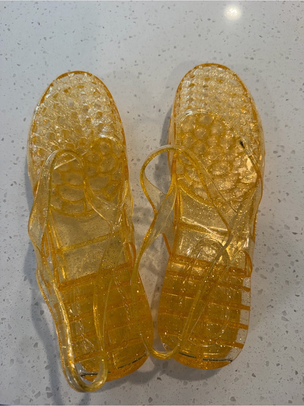 Golden Glitter Jelly Sandals